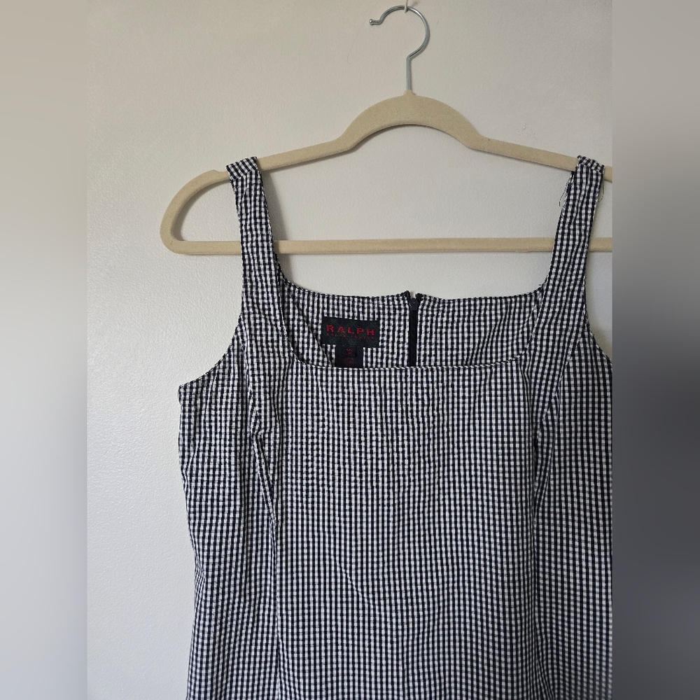 Vintage RALPH Ralph Lauren Black White Gingham Sleeveless Dress Size 10 - Picture 2 of 9